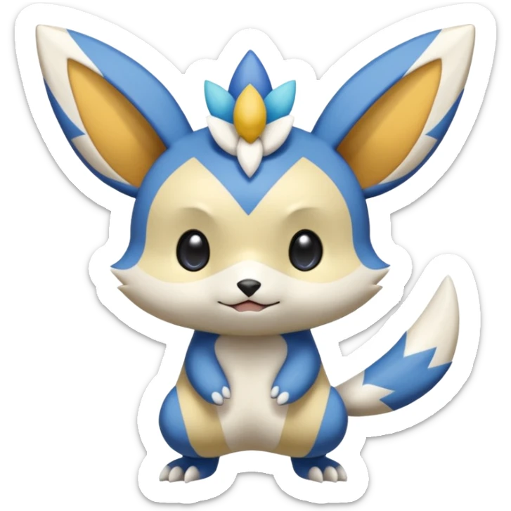 Victini-Pichu-Oshawott-Meowstic-Minccino-Fakémon-hybrid-creature (full body)  sticker