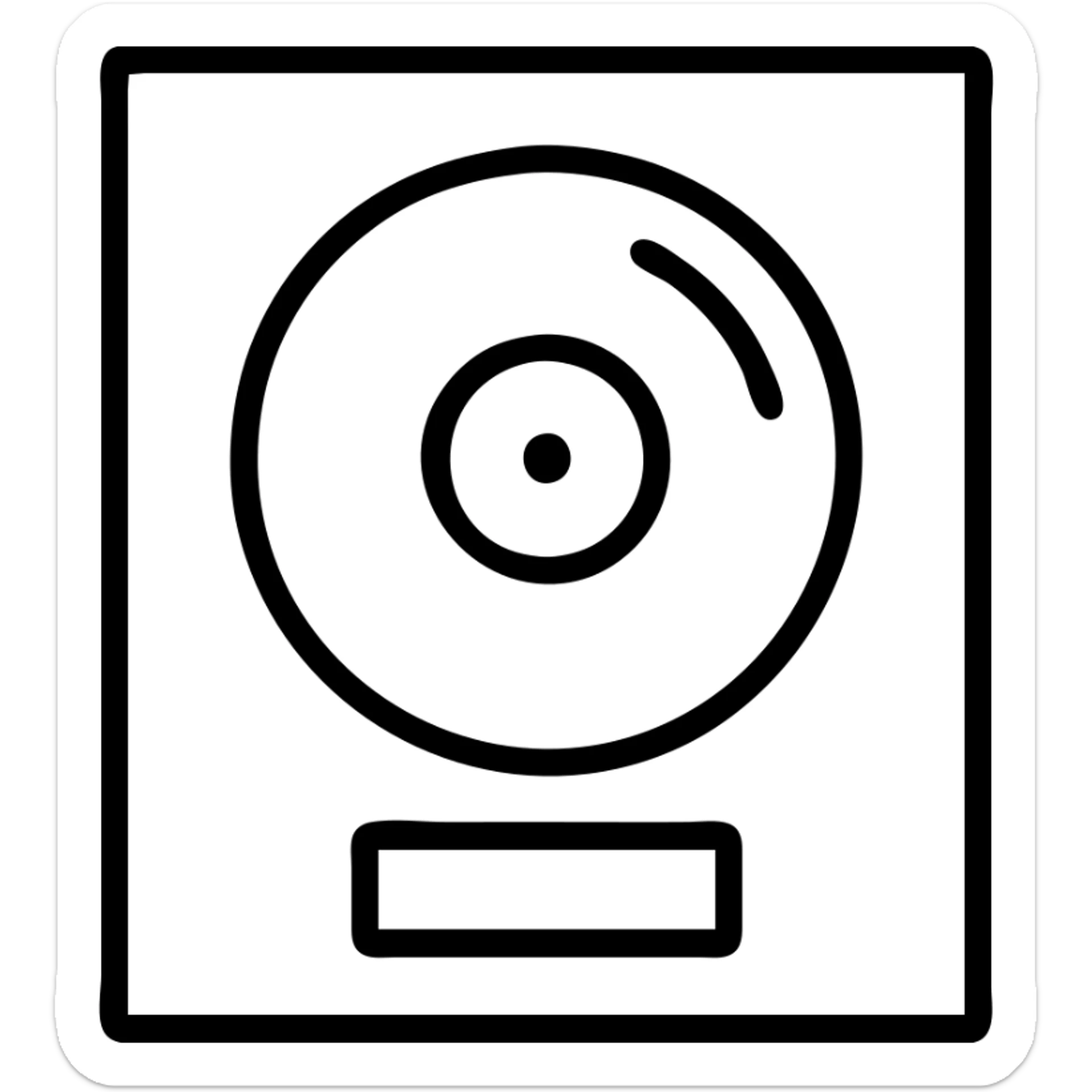 outlined icon of a platinum record award in a frame, minimal detail sticker