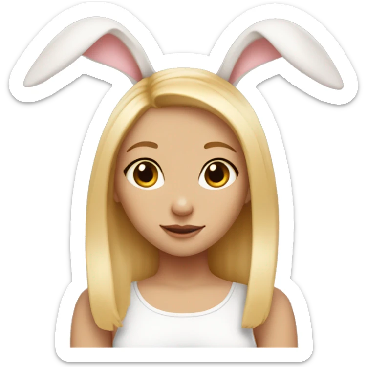 Bunny, light skin girl with blond hair, bunny ear sticker