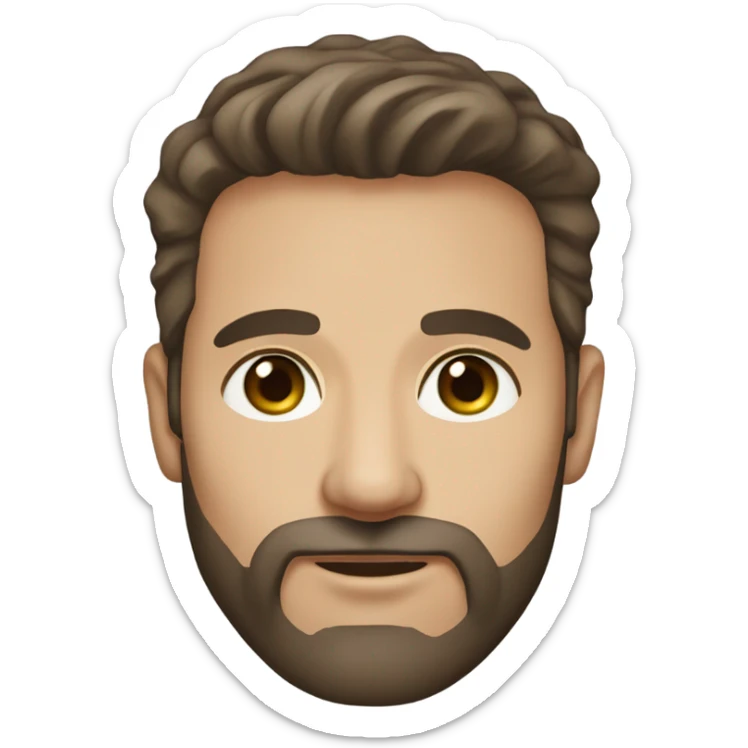 portrait of a male handsome 40s brunette natural nude skin tone with beard with hazel green eyes  sticker