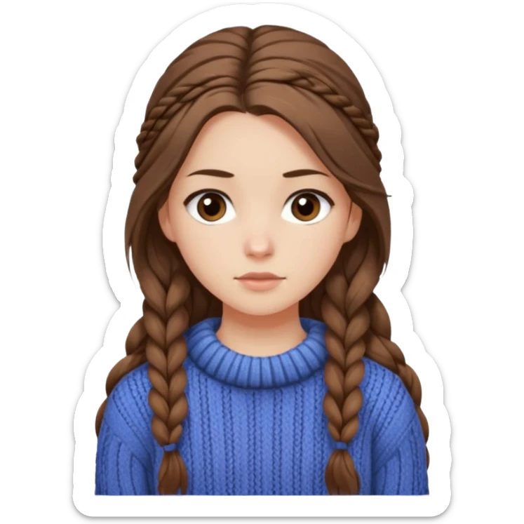 Chica blanca de pelo castaño ojos oscuros atractiva y con jersey de invierno pelo muy largo recogido con unos mechones saliendo sticker