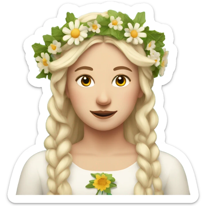Midsommar look. White blonde woman who is a May Queen with flowers in her hair  sticker