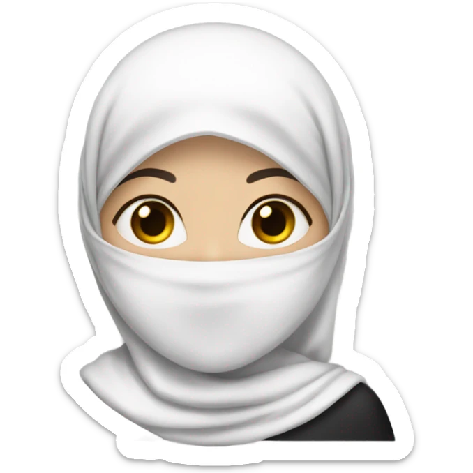 Girl with black hijab, dark eyes and white skin sticker