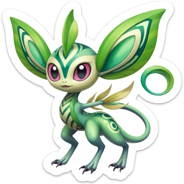 Colorful Shiny Tropical Exotic Meloetta-Celebi-Palkia-Virizion-Venom-Stitch-Fakémon-creature-hybrid sticker