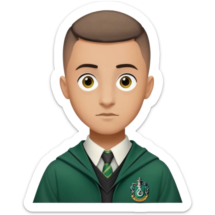 louis cordice is Blaise Zabini in harry potter, wear hogwarts slytherin uniform, Buzz Cut hair sticker