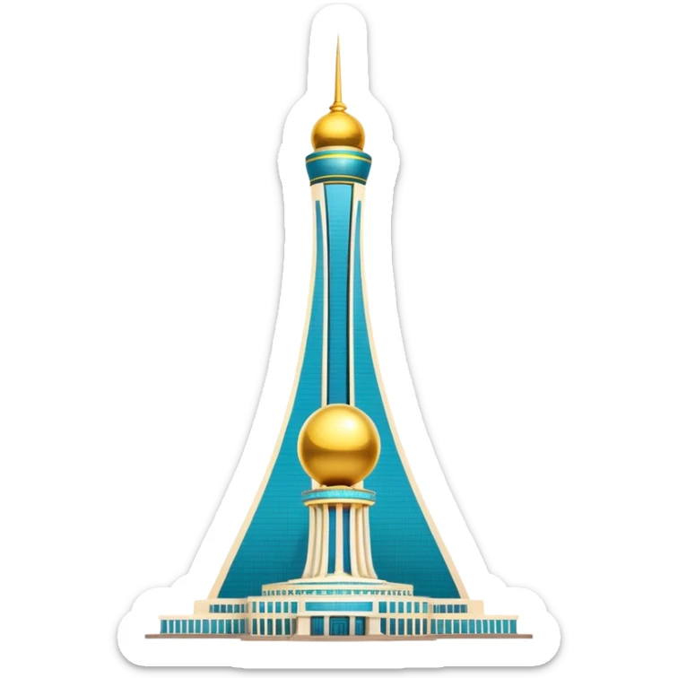 Bayterek Tower, a tall monument with a golden sphere on top, in Astana, Kazakhstan sticker