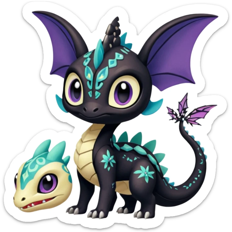 Meloetta-Amaura-Spyro-Toothless-Stitch-Pokémon-Fakémon-creature-hybrid sticker