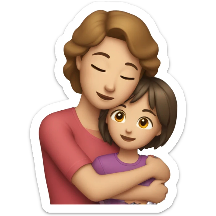 The woman hugs the girl sticker