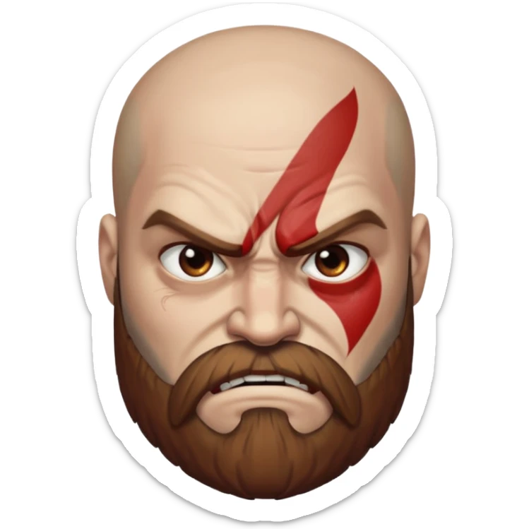 God of War Kratos (skin white, beard and eyebrow color brown) sticker