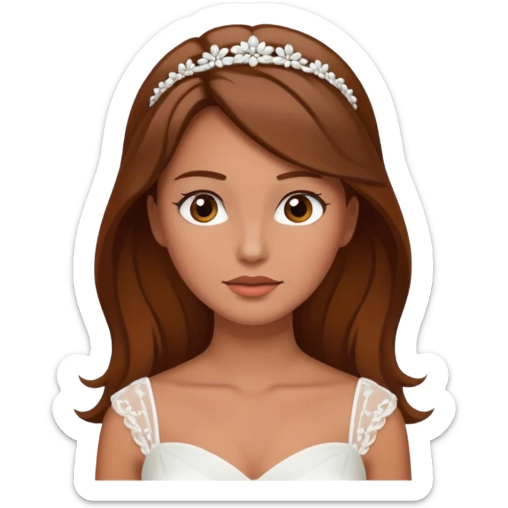 White tanned skin bride with brown hair with a chin on her face sticker