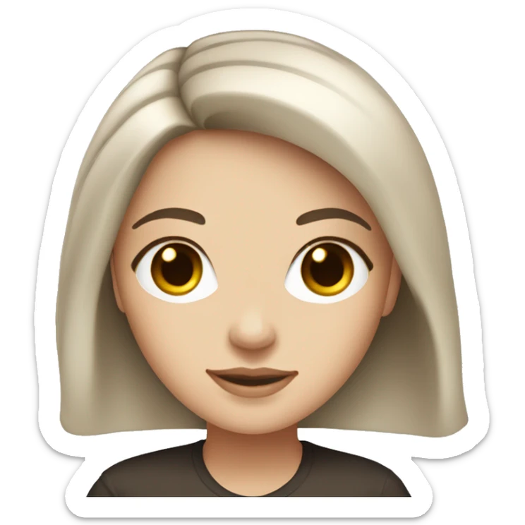 White girl with medium length dark brown hair with dark brown eyes  sticker