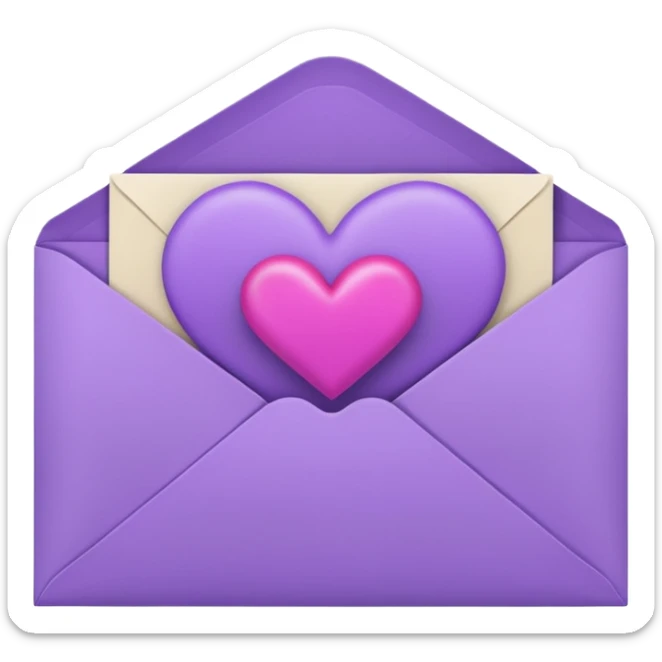 IOS's love letter emoji but with a purple heart instead of a red heart sticker