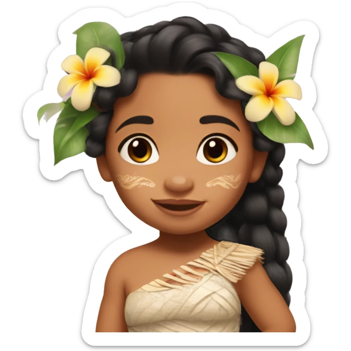 baby moana princess with flower in her hair disney sticker