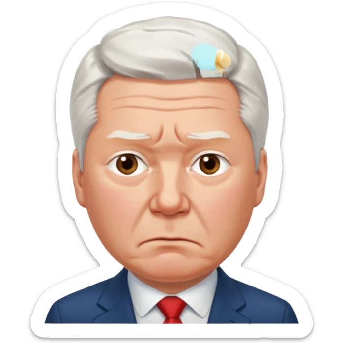 Very sad realistic Sergey Sobyanin, mayor of Moscow, looking upset and disappointed, expressive face sticker