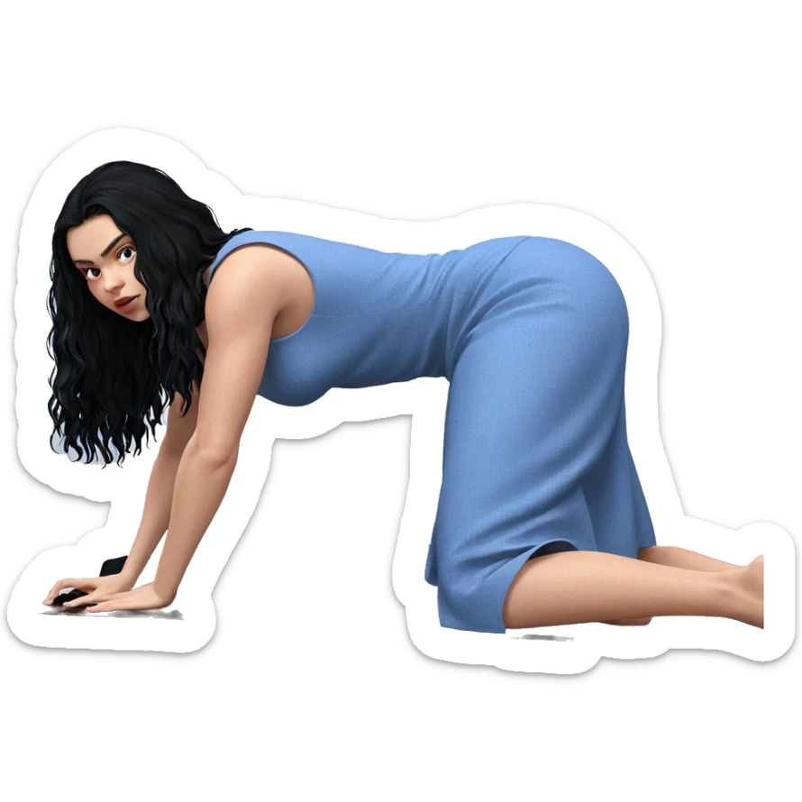 barefoot girl in black dress sticker