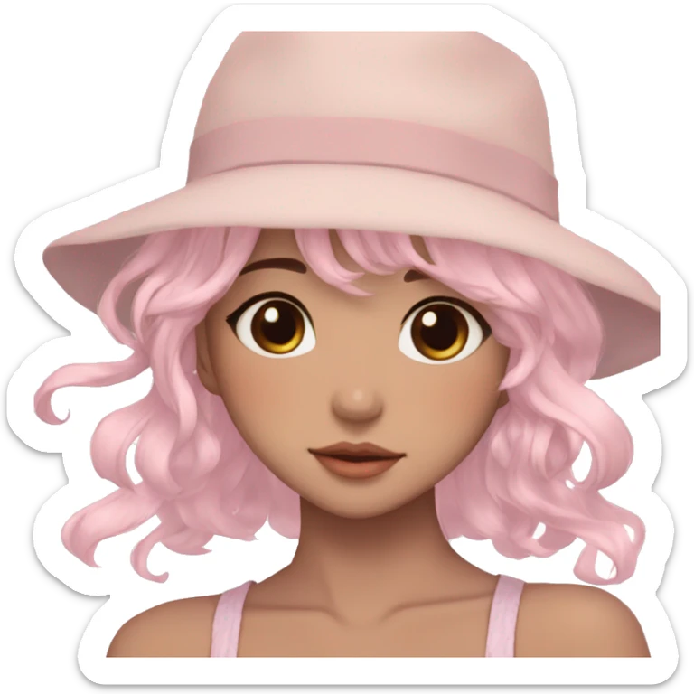 Gorgeous pastel anime girl with blushing face and hair garnitures and pretty hair and a hat aesthetic trending style sticker