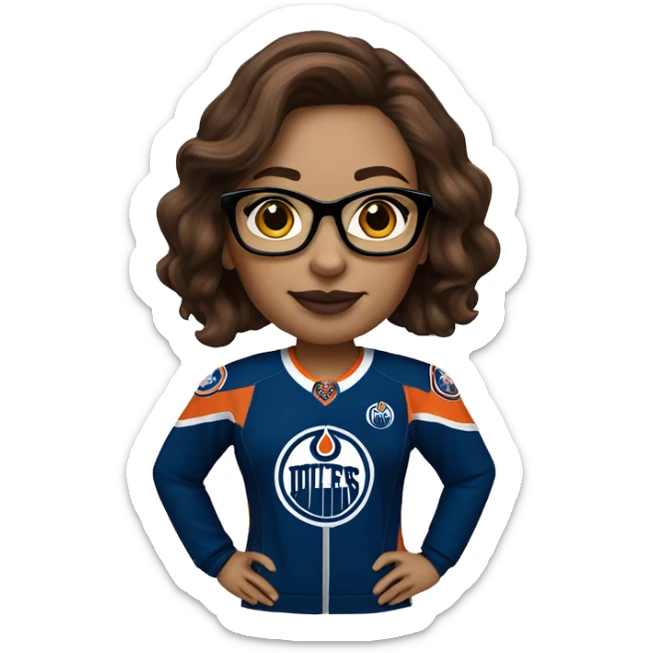 Edmonton oilers nhl female fan brown hair glasses sticker