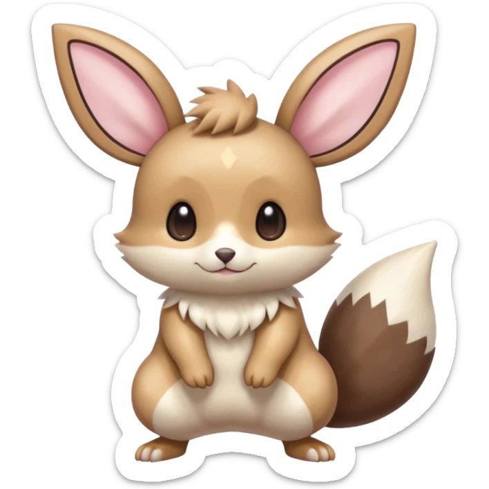 Kawaii Shiny Colorful Pastel Pichu-Minccino-Furret-Emolga-Eevee-fusion Full Body sticker