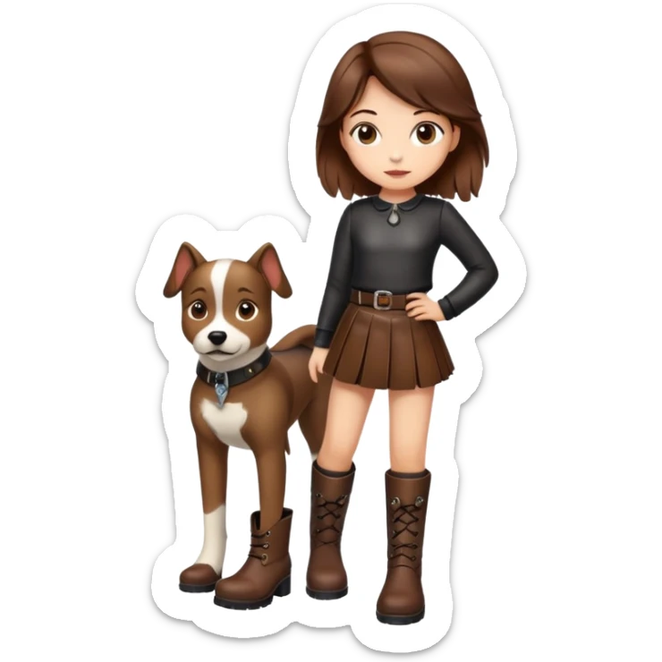 Girl dressed like a dog and in  leather skirt and boots sticker