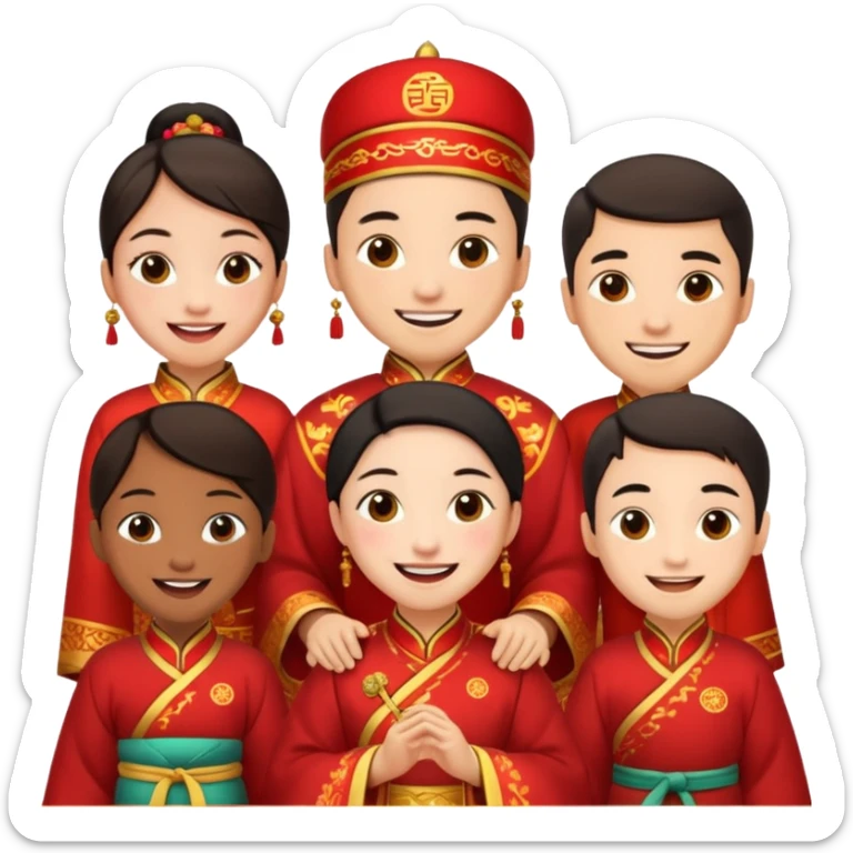a bunch of friends emoji and they are chinese sticker