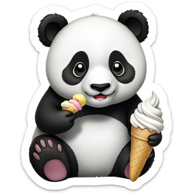 Panda eating ice cream sticker