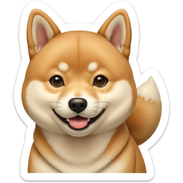 portrait of a shiba dog, smiling with closed mouth, no tongue showing sticker