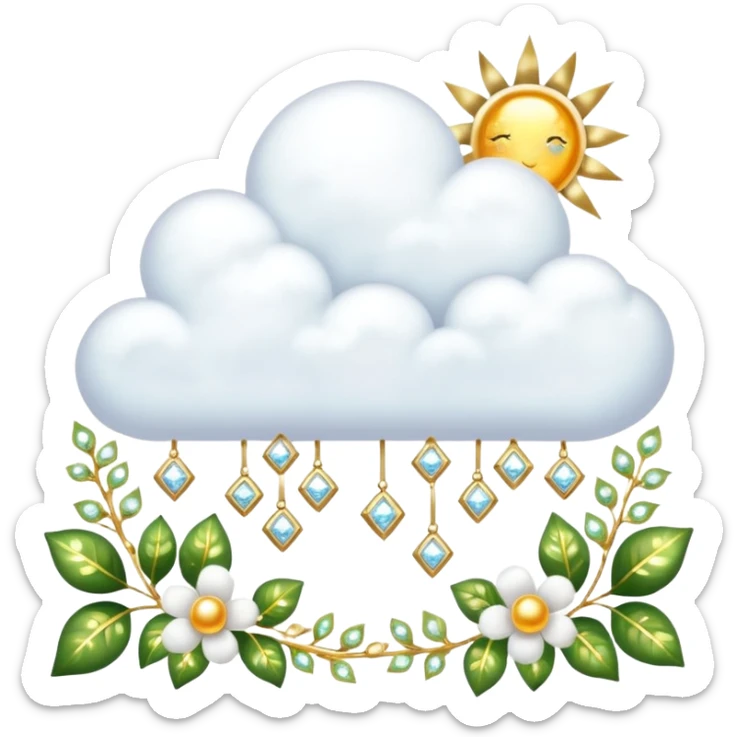 White and glittery gold with marble stones, vines, divine, heavenly, spiritual, pure, glowing, cute clouds, sunshine, sparkly, beautiful, elegant, luxurious, pretty, aesthetic scenery scene picture   sticker