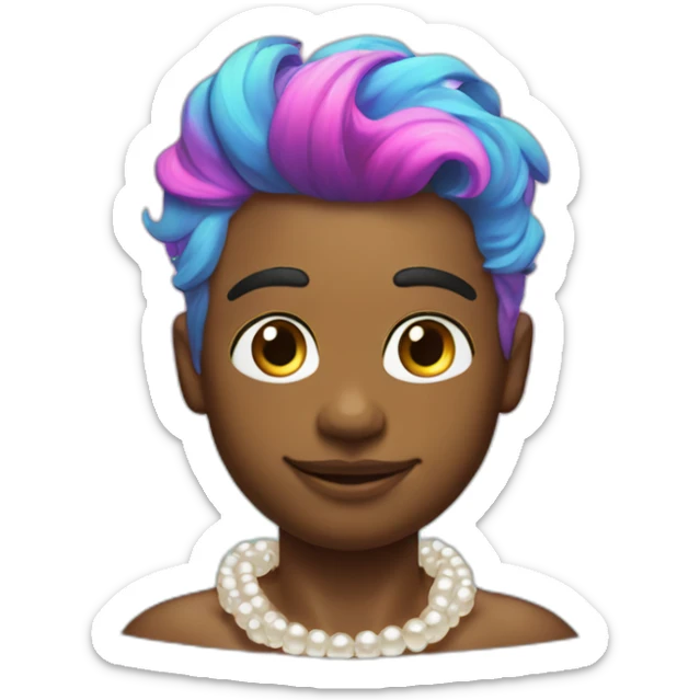 posh-muscle-boy-with-pearl-necklace-and-rainbow-unicorn-hair-in-golden-bathtub sticker