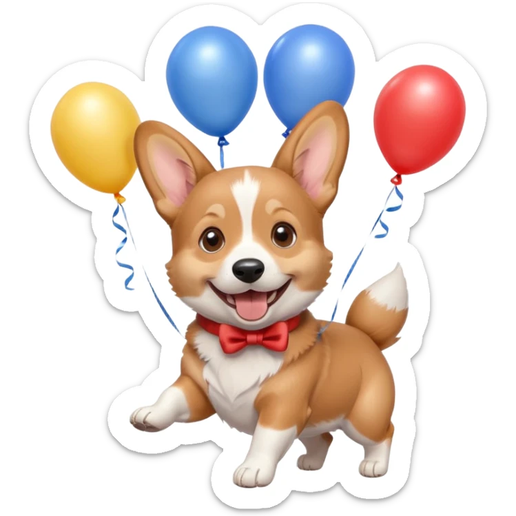 caricatura gorgi gales perrita celebrando feliz con globos y emocion  sticker