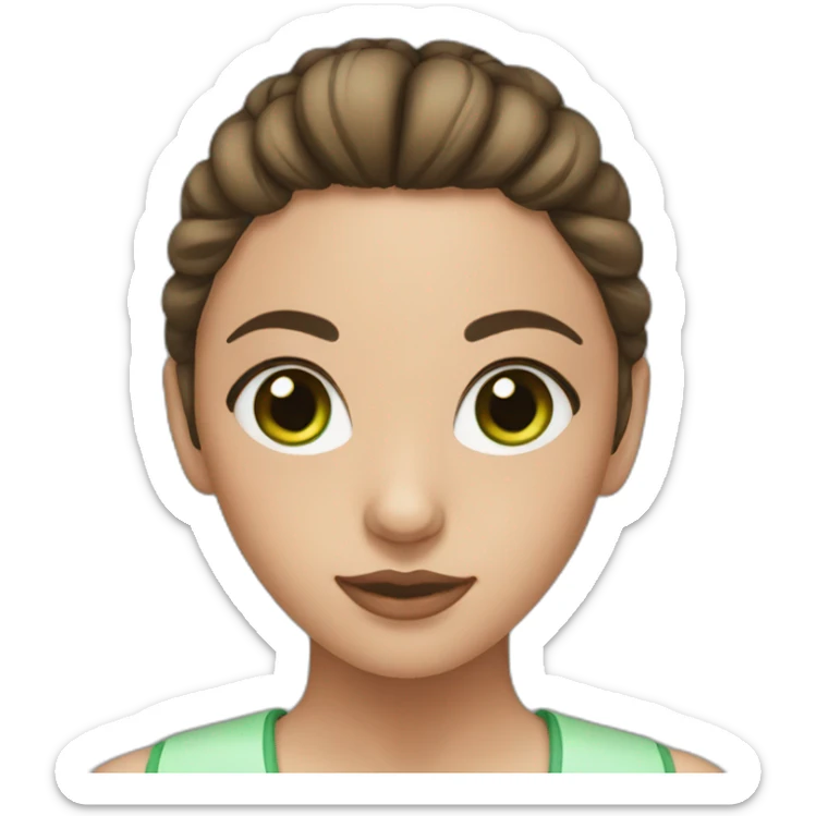 girl with green eyes, with bun and brunette hair sticker