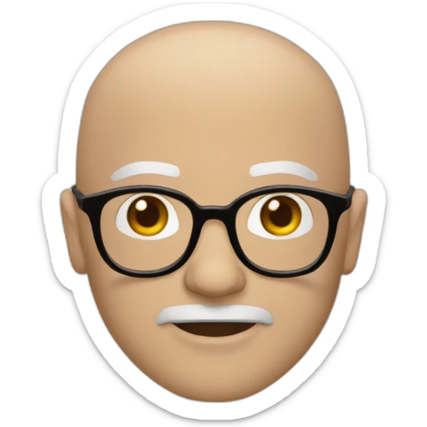 White bald man wearing brown-ish round shaped glasses and long sleeve shirt sticker