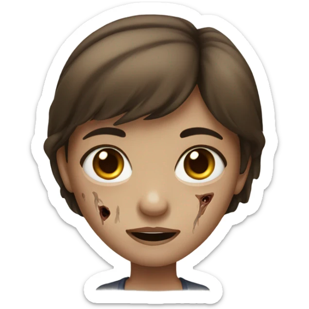 girl with brown hair and eyes zombie sticker