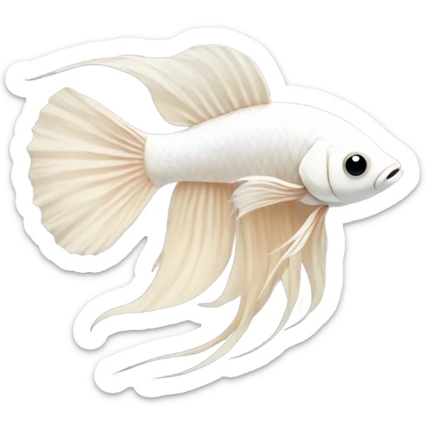 White beta fish with beige pastel sticker