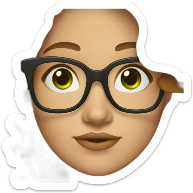 curvy-woman-with-wavy-brown-hair-square-glasses-green-eyes sticker