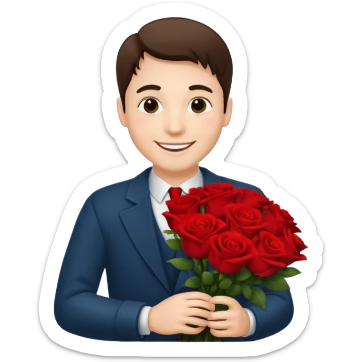 Man with love flowers sticker