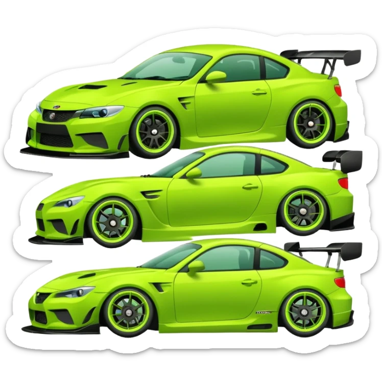 Emoji pack for R2 motorsport company, drift builds, motorsport parts, lime theme, just text sticker