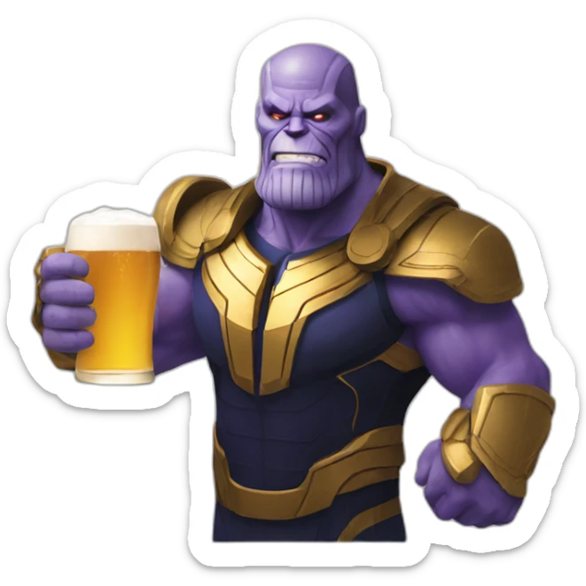 Thanos drink beer sticker