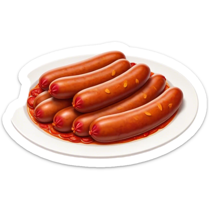 Cinematic Realistic Chorizo Dish Emoji, featuring spicy, robust sausage slices rendered with vivid textures and dynamic, appetizing lighting. sticker