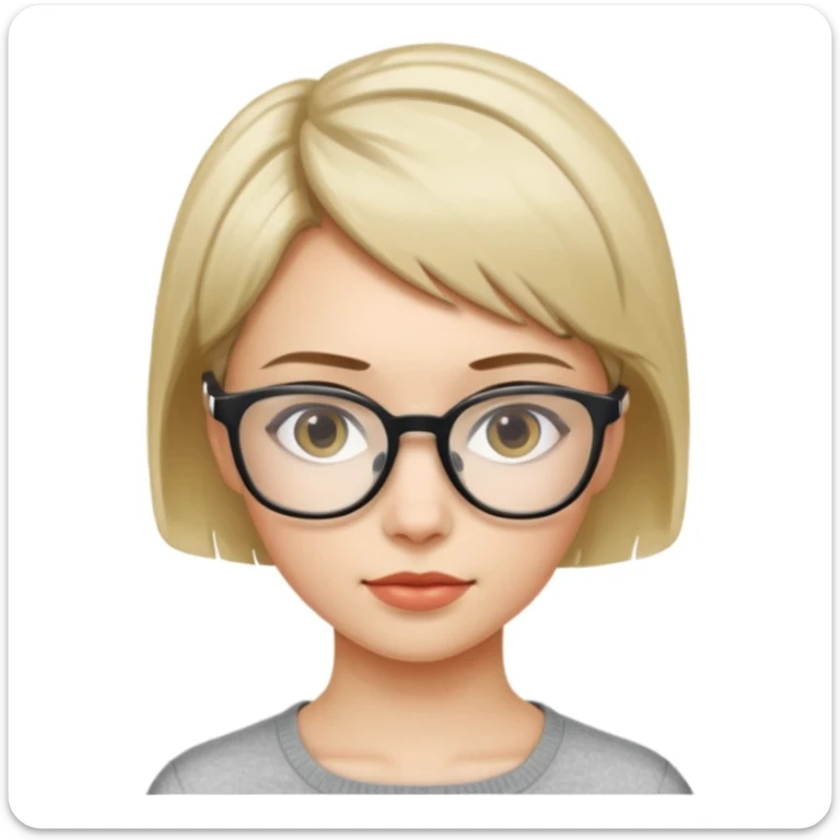 haz un emoji de una joven con pelo corto y lentes tipo 2014 transparente  sticker