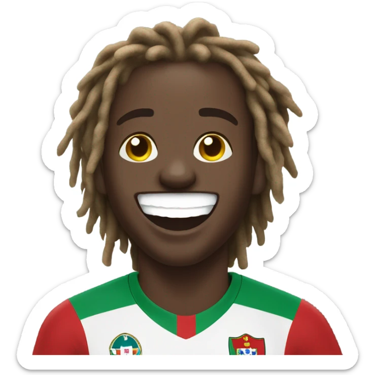  Young black man- short dread locks-  no facial hair laughing Portugal jersey lean crazy smile  sticker