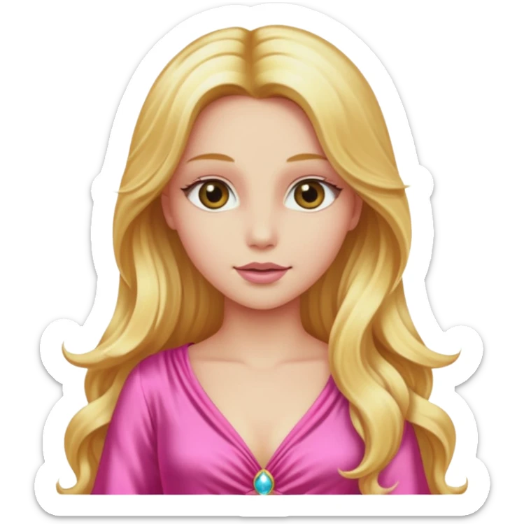 Venus from Gods and Goddesses with long golden blonde hair, pink outfit sticker