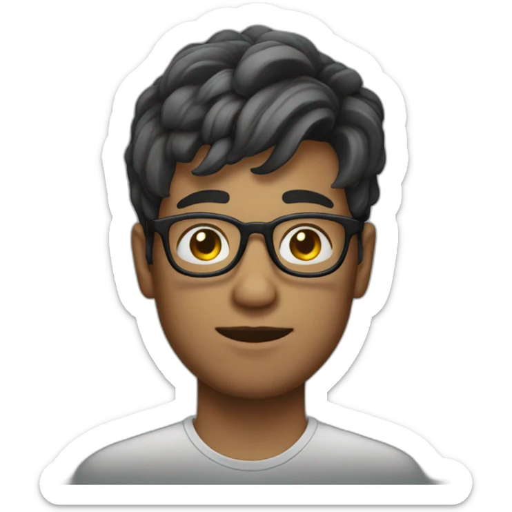 30 year old male with round glasses and hair tied up sticker