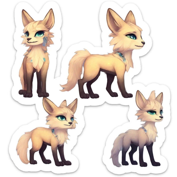 Cool cute Kawaii edgy fantasy animal sparkle fursona Fionbri by griffsnuff & LiLaiRa & Falvie full body sticker