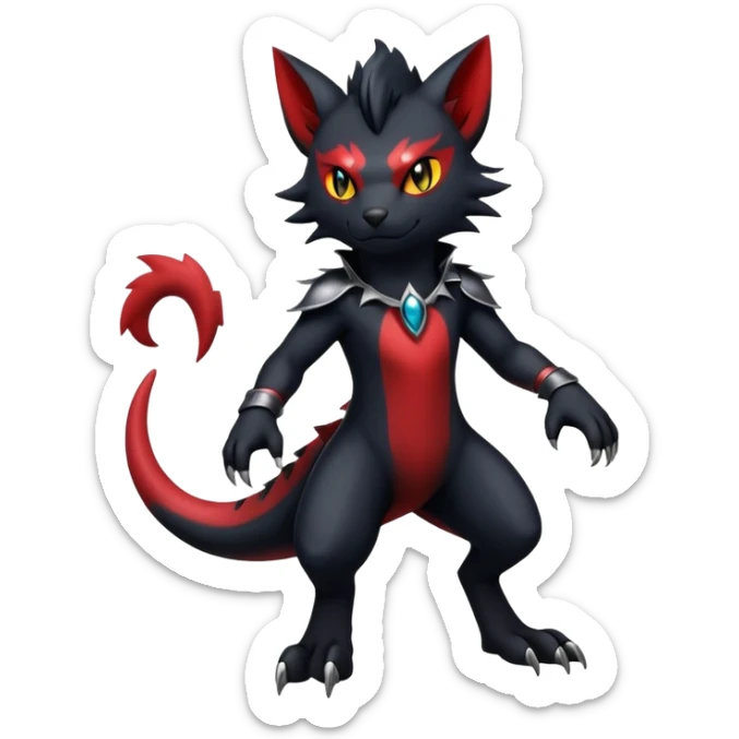 Shiny Dark Gothic Badass Handsome Salandit-Zorua-Litten full body sticker