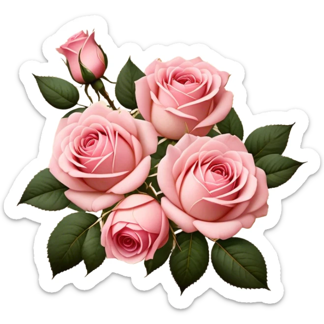 Aesthetic flat lay of blush pink roses on aged parchment, golden calligraphy details. sticker