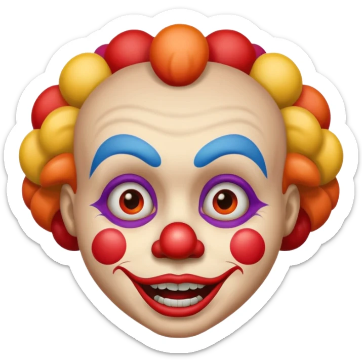 clown face showing mixed emotions fear sadness and a bit of happiness emoji sticker