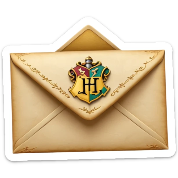“3D emoji of a magical envelope, Harry Potter style, Hogwarts letter, fantasy magic, soft glow, cinematic lighting, high detail” sticker