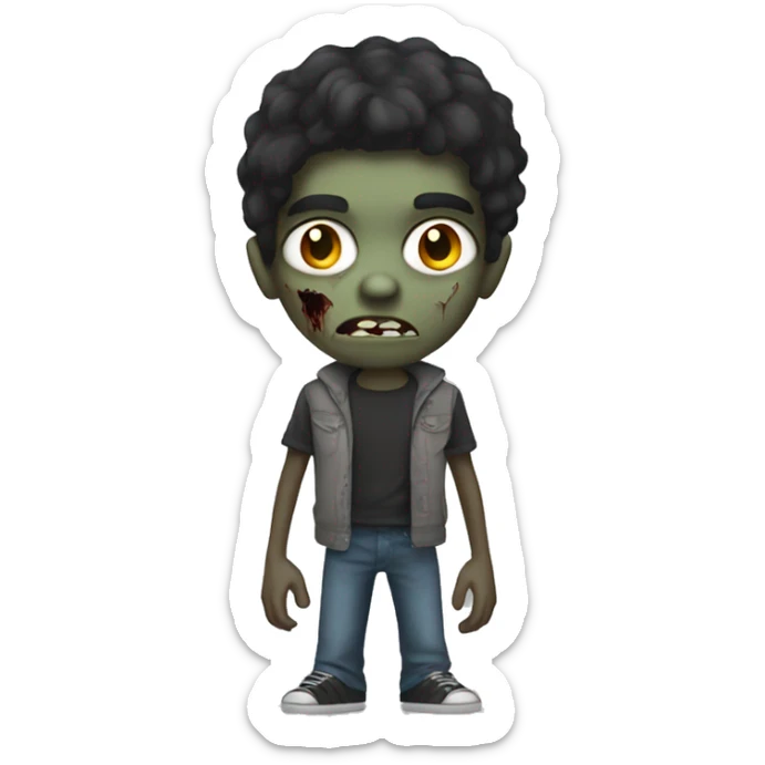 teen boy zombie with dark hair and dark eyes sticker