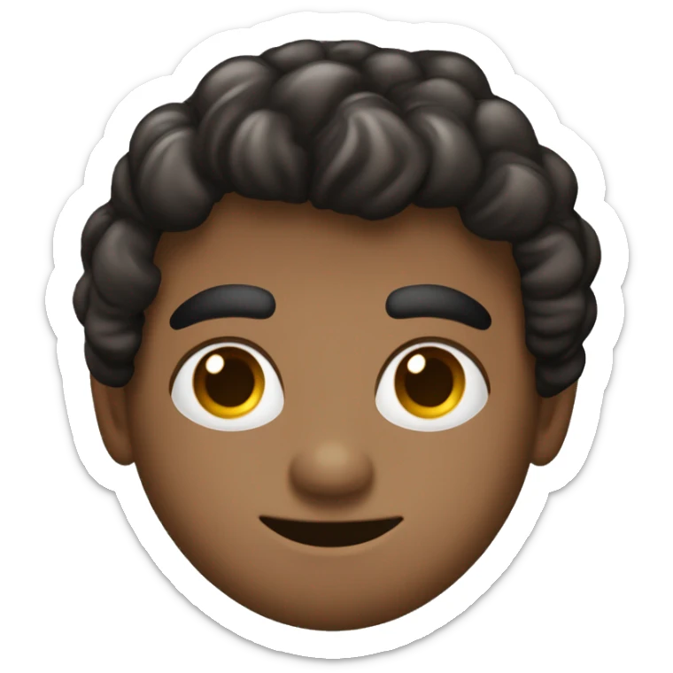 Chico de piel oscura de 20 años con pelo rizado ojos de color café oscuro pelado por los costados con un abrigo negro sticker