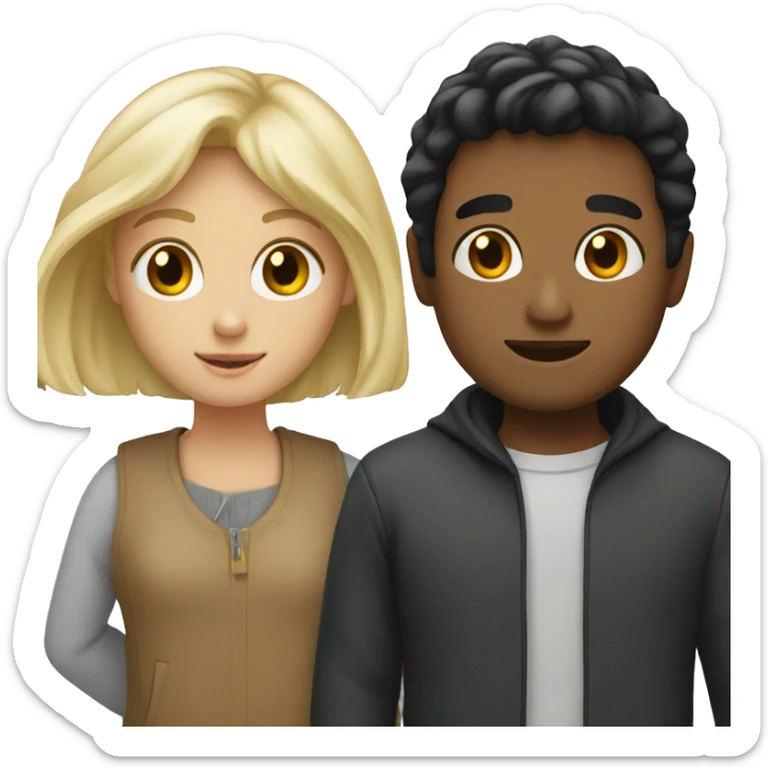 Two people one girl with black hair and a boy with blonde  sticker